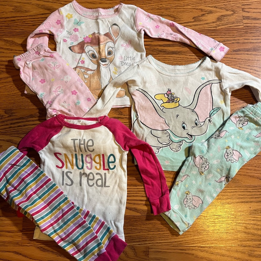 12 months girls pajama lot of 3 sets (snug fit / run small)